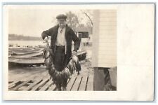 c1910's Fishermen Cached Fishes Boat Scene RPPC Photo Unposted Antique Postcard picture