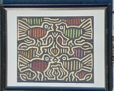Framed Mola Kuna Panama Handmade Ethnic Tapestry 13