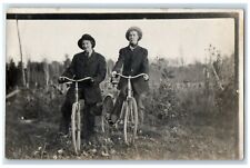 c1910's Girls Crossdressing On Bicycle RPPC Photo Posted Antique Postcard picture