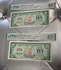 2002 $10 Disney Dollar Tinkerbell PMG 67 EPQ DIS79 Block AA Consecutive # picture