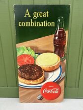 Vtg 1953 Coca Cola Food Stand-Up Vertical Advertising Litho Cardboard Sign 45