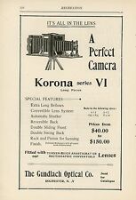 1899 Korona Series VI Camera Ad Gundelach Optical Rochester New York Photography picture