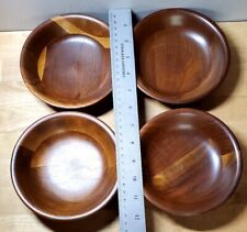 Set of 4 Vintage Real Vermillion Walnut Wooden Bowls 6