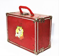 Vintage Child's Doll Dress Suitcase Red Metal  picture