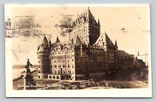 c1947 RPPC Chateau Frontenac Building Quebec City Classic Cars VTG Postcard 1273 picture
