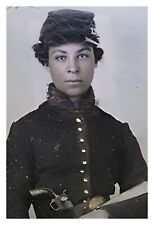 CATHAY WILLIAMS ONLY FEMALE BUFFALO SOLDIER UNION CIVIL WAR 4X6 COLORIZED PHOTO picture