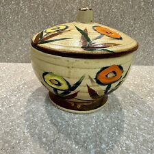 Vintage MCM Hand Crafted Genuine Stoneware Lidded Bowl Natl Silver Nagoya Japan picture
