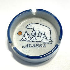 Vintage Alaska Ceramic Ashtray A.C.E. '83 Polar Bear Mountains Sun Round 3 Slots picture