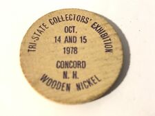 1978 Vintage Concord NH Tri-State Collectors Exhibition Wooden Nickel Purple  picture