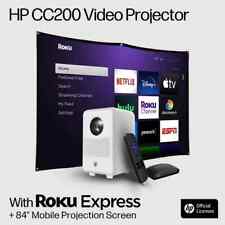 HP CC200 FHD 1080p LCD LED Home Video Projector with Roku Express and 84” Screen picture