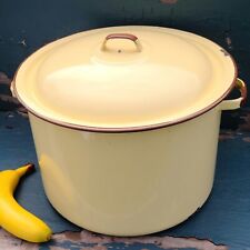 Vintage Yellow Enameled Steel 10-quart Pot with Lid picture