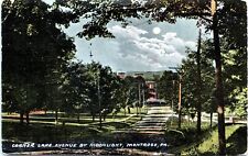 Montrose Pennsylvania Postcard Lake Avenue Street View Moonlight Night 1913 FA picture