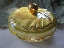 VTG Hand Decorated  Gold/Green Stunning Candy Dish with Lid picture