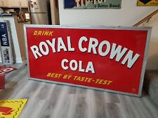 c.1947 Original Vintage Drink Royal Crown Cola Sign Metal Embossed Nehi RC CLEAN picture