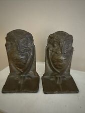 Antique Ornate Cast Iron OWL Bookends Bronmet Early 1900s picture