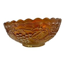 Vintage Amber Grape and Cable Glass Bowl Candy Serving Dish picture