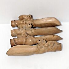ANTIQUE CARVED SCOOPS - Set of 4 Chinese Zodiac Animals  Dragon Snake Pig Monkey picture