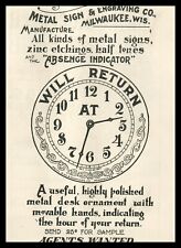 1896 Metal Sign Engraving Milwaukee WI Desk Business Factory Clock Print Ad 7735 picture