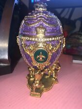 Imperial Lion Faberge Egg Handmade Gold Swarovski Diamonds Handmade picture