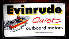 EVINRUDE QUIET OUTBOARD MOTORS   PORCELAIN COLLECTIBLE, RUSTIC, ADVERTISING picture