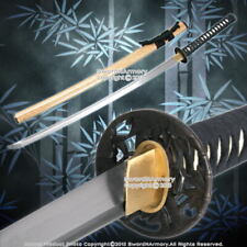 Musashi Handmade Folded Steel Samurai Katana Sword with Bamboo Tsuba Saya Scab picture