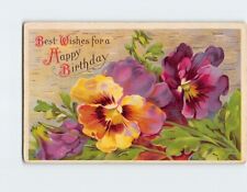 Postcard Best Wishes for a Happy Birthday with Flowers Art Print picture