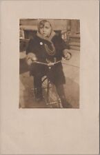 RPPC Postcard Little Boy Riding Bicycle Linden Studio Chicago IL  picture