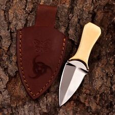 Mini Dagger, Stainless Steel Brass Collectible Dagger Mini Knife, Leather Sheath picture