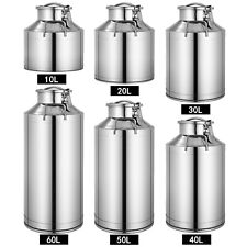 10L~60L 304 Stainless Steel Milk Can Wine Pail Bucket Jug Oil Barrel Canister picture