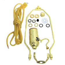 BRASS-PLATED LAMP PART KIT: 8' GOLD CORD, PULL-CHAIN SOCKET, 9