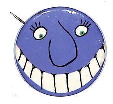 Big Teeth - Big Grin Cartoon Purple Pinback Button c1970's picture