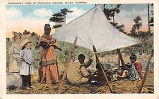 Temporary Camp of Seminole Indians Miami Florida Postcard 8110 picture