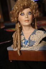 Beautiful Victorian Lady Bust In Blue Atop a Working Music Box picture