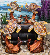 Marine Life Sea Turtles Swimming Under The Sea Reefs Collectible Figurines Set picture