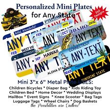 Mini License Plate Metal Tag Personalized with Any Text for Kids Bicycle Toys picture