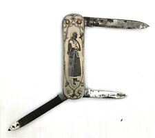 19th Century 3-Blade Pocket Knife With Nicely Engraved Handles picture
