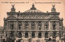Vintage Postcard Opera House And Metropolitan Railway Station Paris France picture
