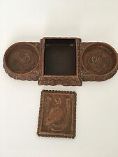 Vintage Rare Patent Barwood Tobacco 2 Drink Holder Horse Carving Collectible 9X4 picture