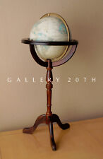MID CENTURY WOOD ARTICULATING FLOOR GLOBE WORLD VTG MAP LIBRARY ATLAS ATOMIC picture