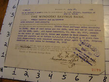  Original 1914 WINOOSKI, VERMONT savings bank debt paper picture