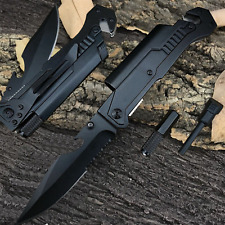 Black LED Multifunction Pocket Knife Survival Multitool Camping Fishing Tool picture