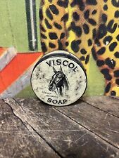 VINTAGE VISCOL LEATHER & SADDLE SOAP 7 OZ TIN CAN SIGN HORSE FARM STAMFORD CT picture