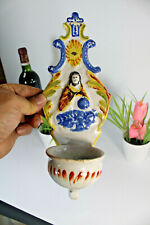 Antique french quimper early 19thc ceramic holy water font religious  picture