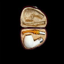 Block Meerschaum Pipe 925 silver unsmoked smoking tobacco pipe w case MD-323 picture