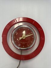 Vintage General Electric Telechron Space Age Red Wall Clock. Flying Saucer Look. picture
