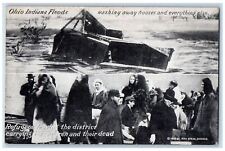 c1910 Refugees Leaving District Carrying Children Floods Houses Ohio Postcard picture