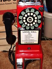 Crosley Red 1957 Retro Pay Phone Replica With Coin Bank And Key  picture
