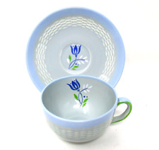 Vintage Mintons England Teacup and Saucer Chinese Celadon Green Blue Handpainted picture