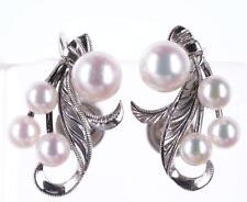 c1940's Mikimoto Pearl/silver screw back earrings picture