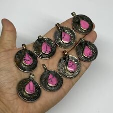 84g, 8pcs, Turkmen Coins Jeweled Synthetic Pink Tribal @Afghanistan, B14524 picture